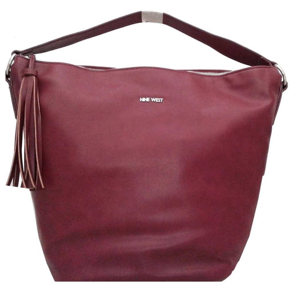 Nine West Red Hobo Bag with Tassel Accent
